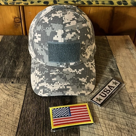 RIP STOP DIGITAL GREEN CAMO TACTICAL HAT WITH HOOK AND LOOP PATCHES - Picture 6 of 8